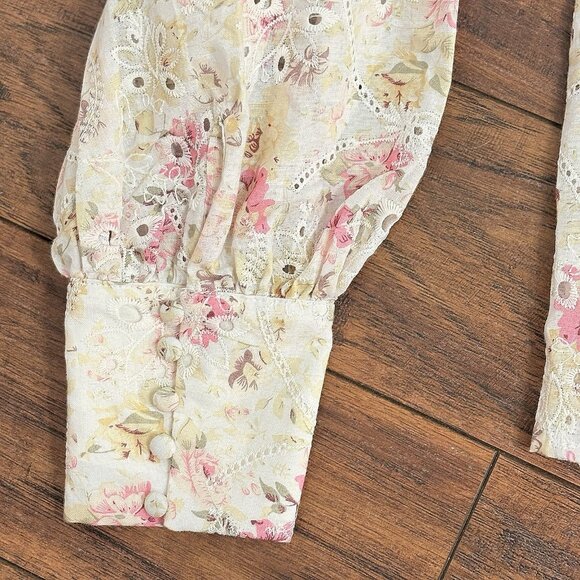 NWT Bardot Button Floral Eyelet Top Large Cottage Embroidered‎ Garden Victorian - Picture 5 of 12